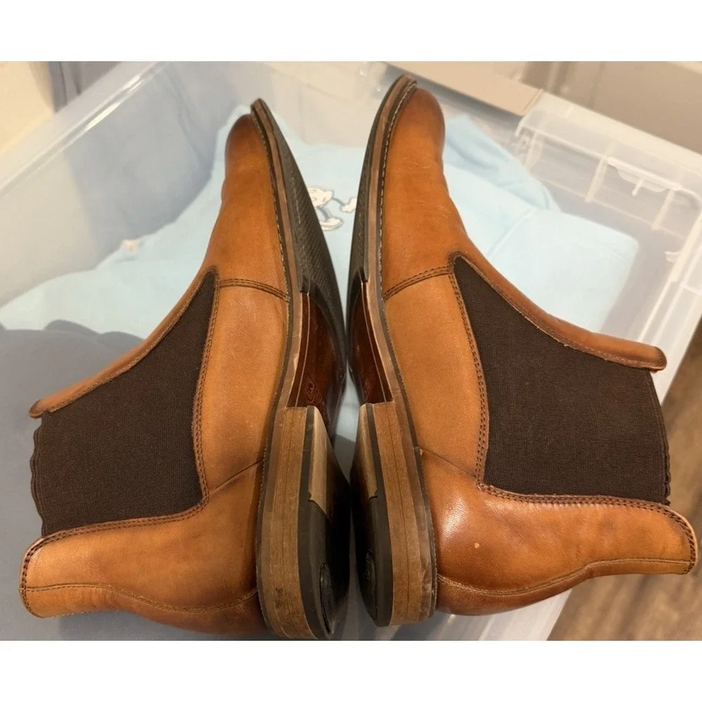 Stacy‎ Adams Men's Size 9.5 Brown Leather Alomar Cap-Toe Chelsea Boots